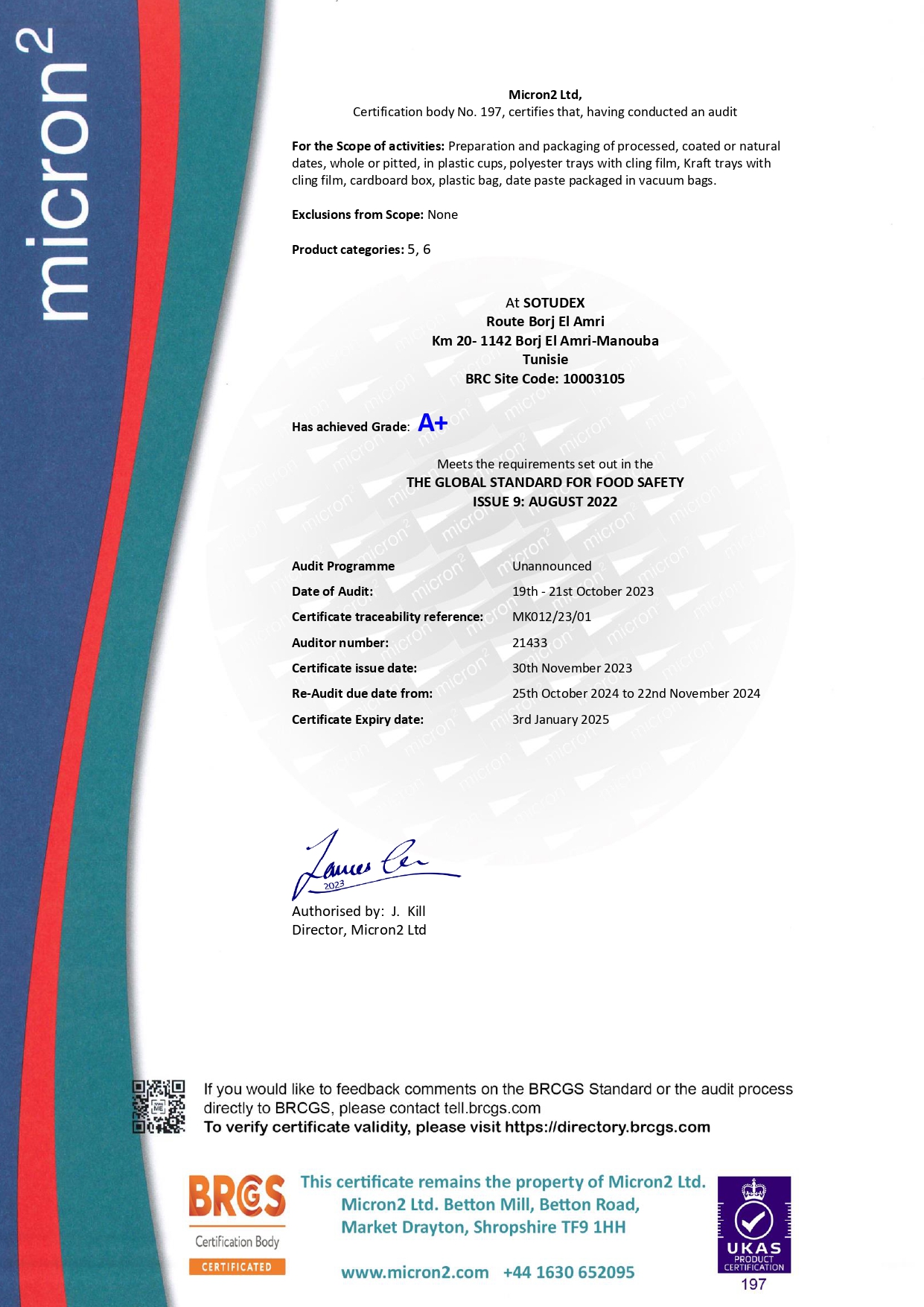 Sotudex- certificate